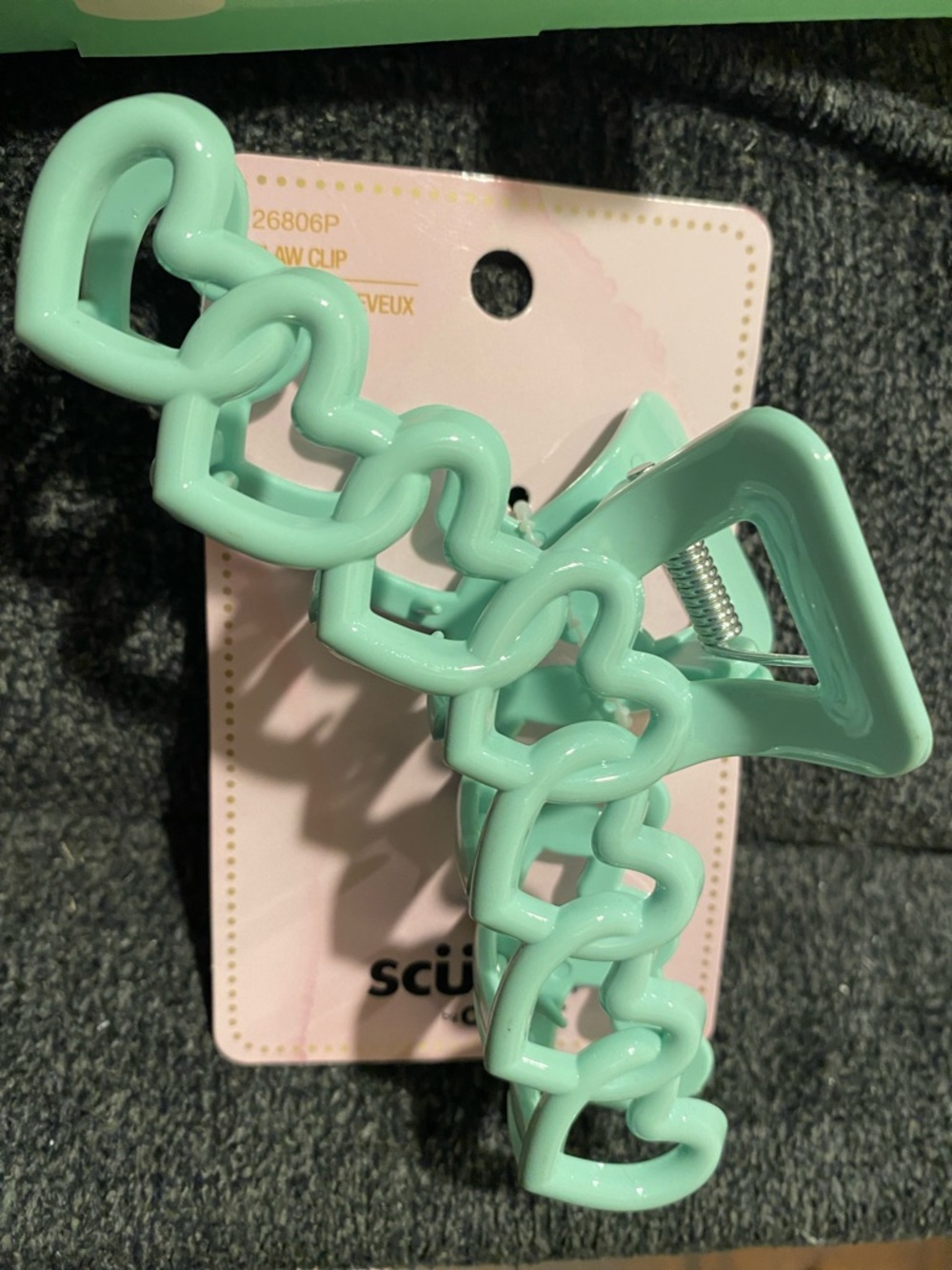 Mint Heart Chain Hair Clip